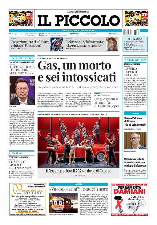 Prima-pagina-il-piccolo-edizione-di-oggi-31-12-2024