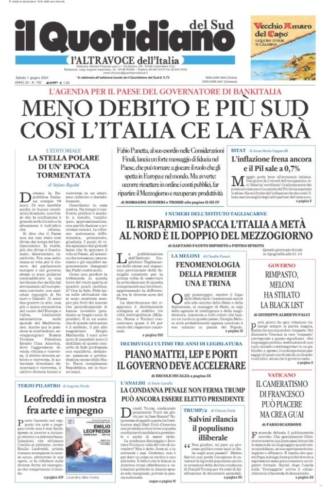 Prima-pagina-il-quotidiano-del-sud-edizione-di-oggi-01-06-2024