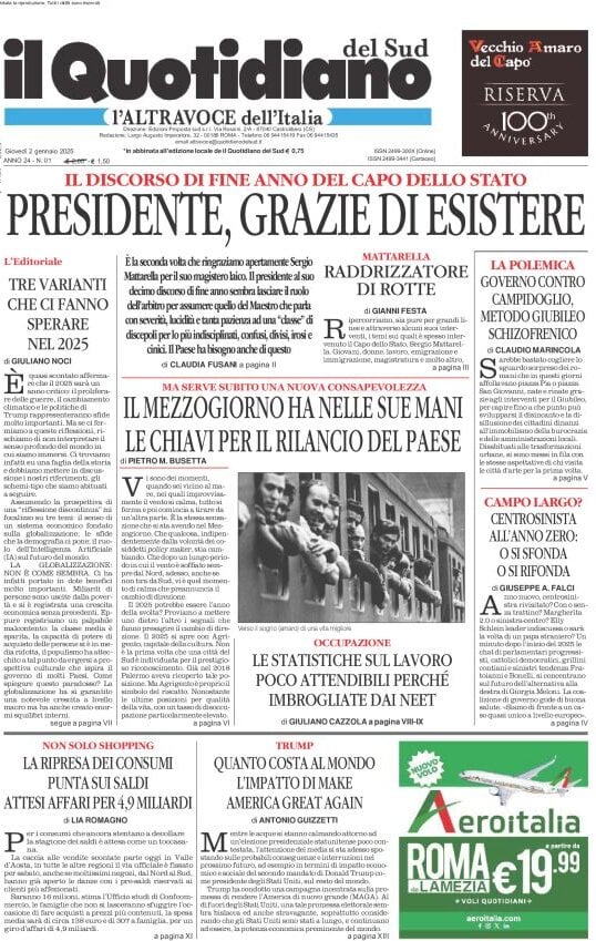 Prima-pagina-il-quotidiano-del-sud-edizione-di-oggi-02-01-2025