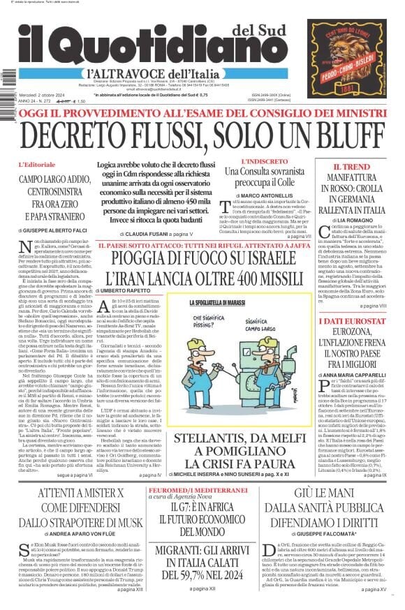 Prima-pagina-il-quotidiano-del-sud-edizione-di-oggi-02-10-2024