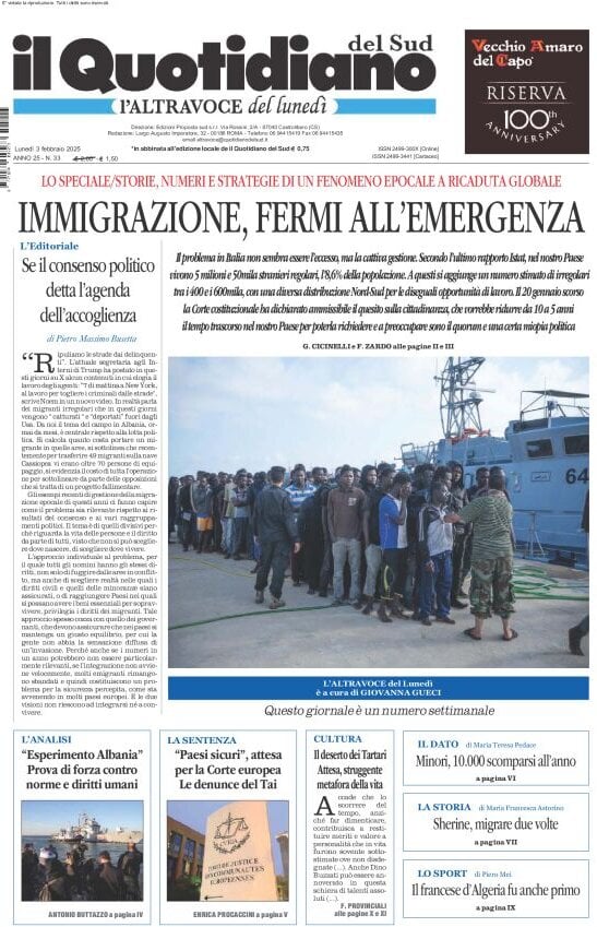 Prima-pagina-il-quotidiano-del-sud-edizione-di-oggi-03-02-2025