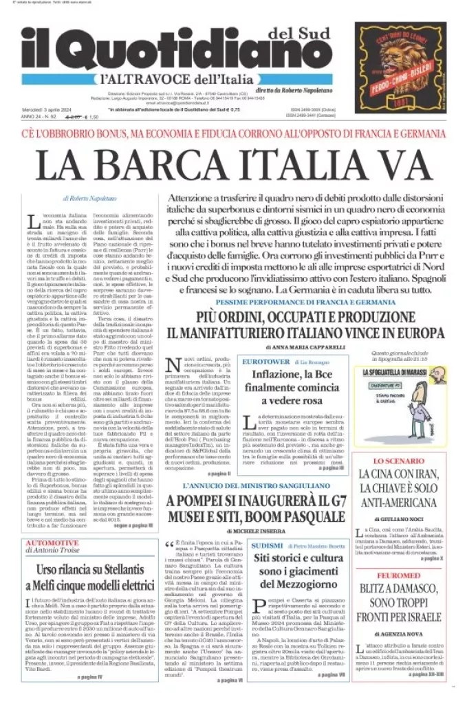 Prima-pagina-il-quotidiano-del-sud-edizione-di-oggi-03-04-2024