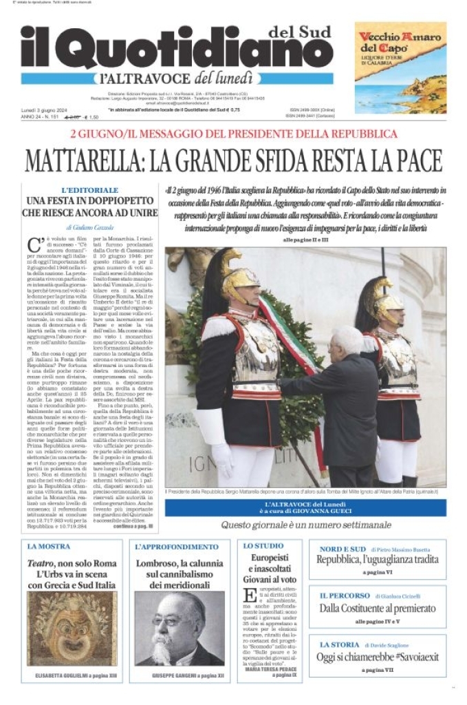 Prima-pagina-il-quotidiano-del-sud-edizione-di-oggi-03-06-2024