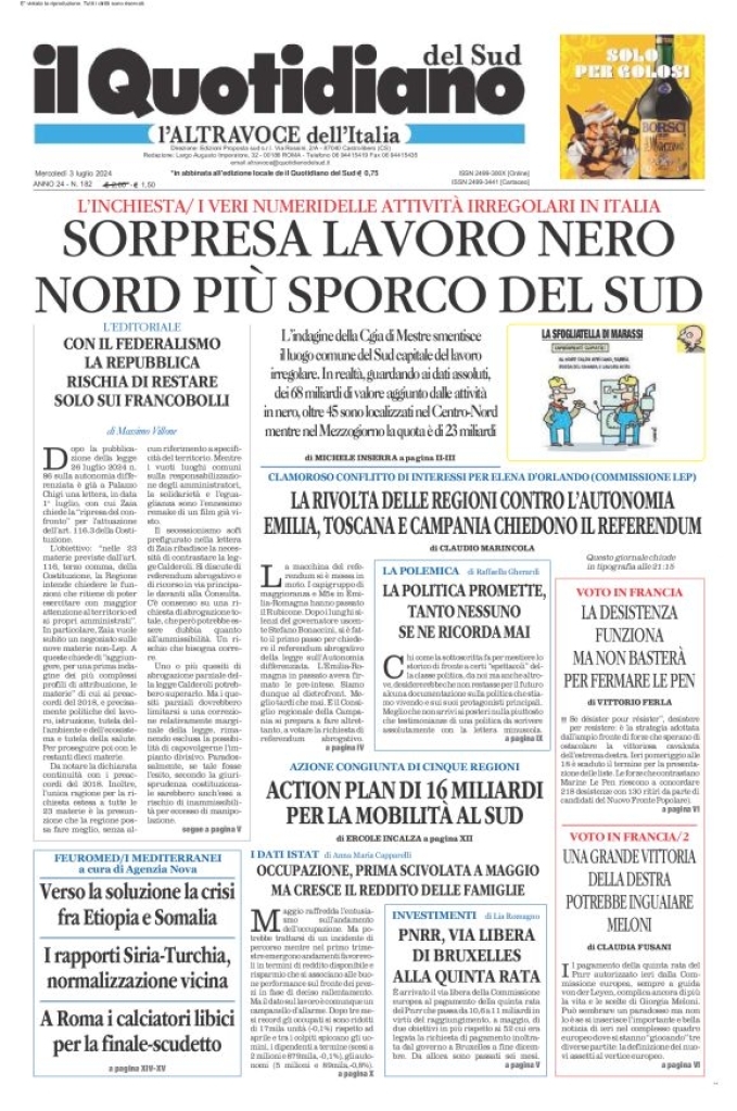 Prima-pagina-il-quotidiano-del-sud-edizione-di-oggi-03-07-2024