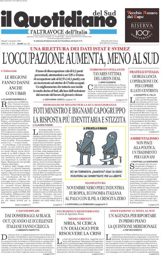 Prima-pagina-il-quotidiano-del-sud-edizione-di-oggi-03-12-2024