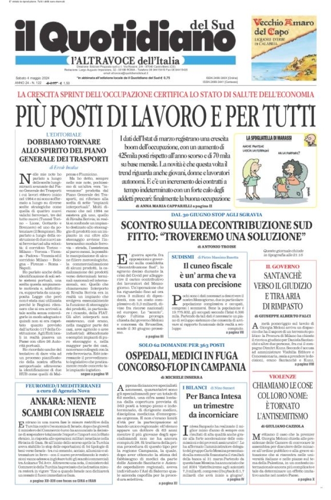 Prima-pagina-il-quotidiano-del-sud-edizione-di-oggi-04-05-2024