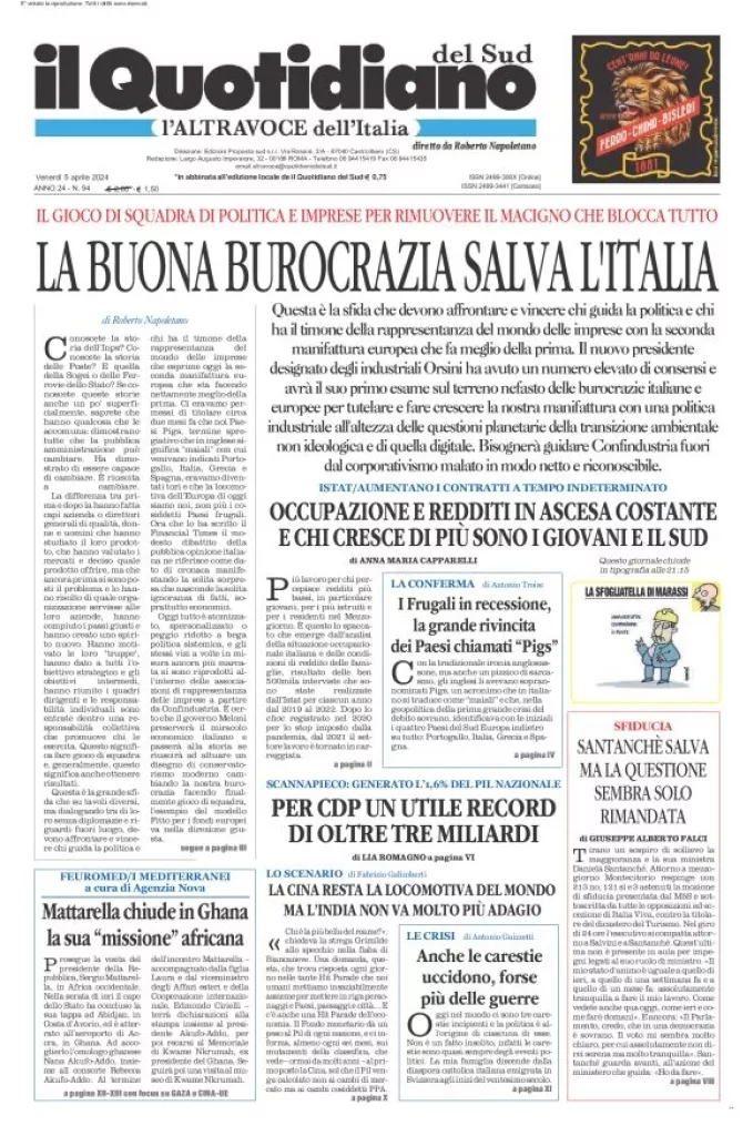 Prima-pagina-il-quotidiano-del-sud-edizione-di-oggi-05-04-2024