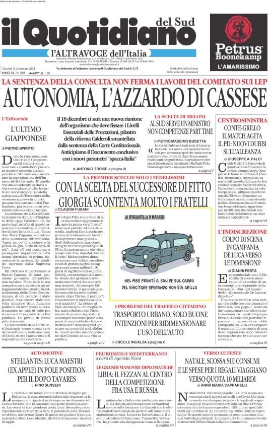 Prima-pagina-il-quotidiano-del-sud-edizione-di-oggi-05-12-2024