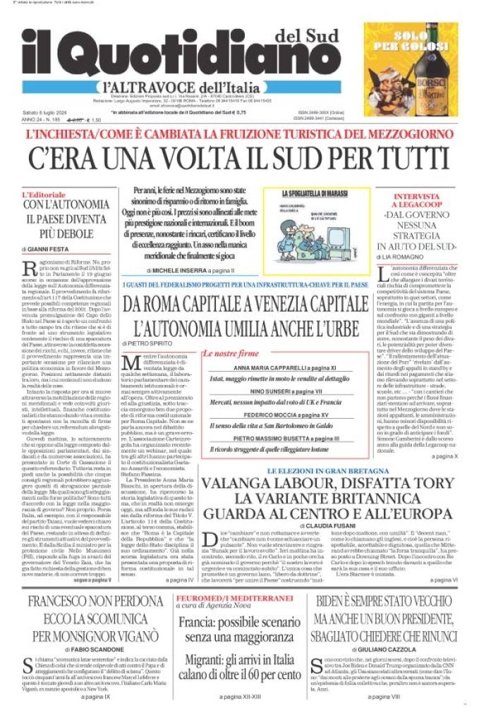 Prima-pagina-il-quotidiano-del-sud-edizione-di-oggi-06-07-2024