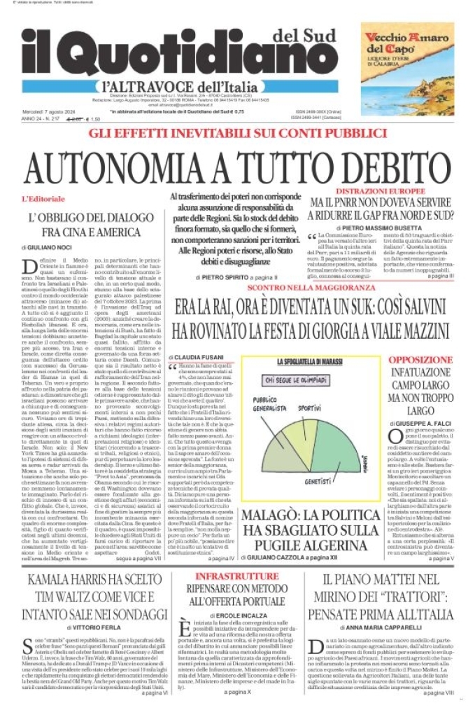 Prima-pagina-il-quotidiano-del-sud-edizione-di-oggi-07-08-2024