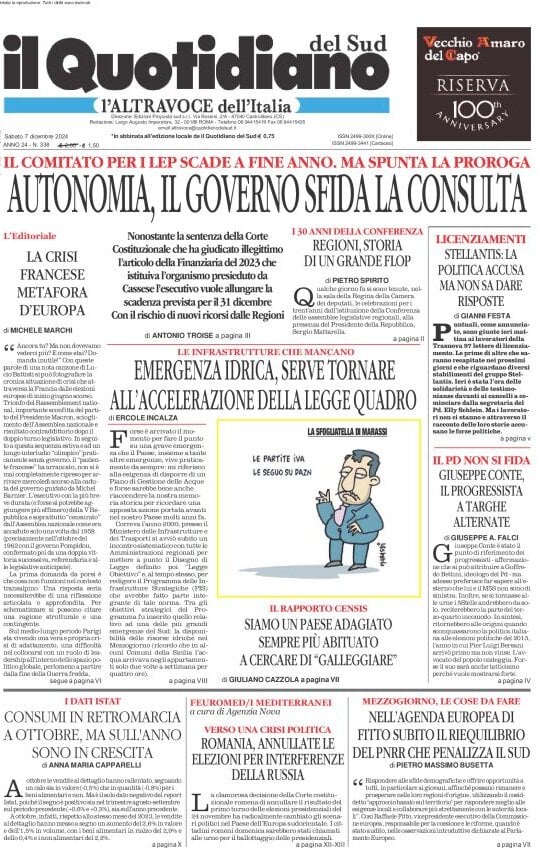 Prima-pagina-il-quotidiano-del-sud-edizione-di-oggi-07-12-2024