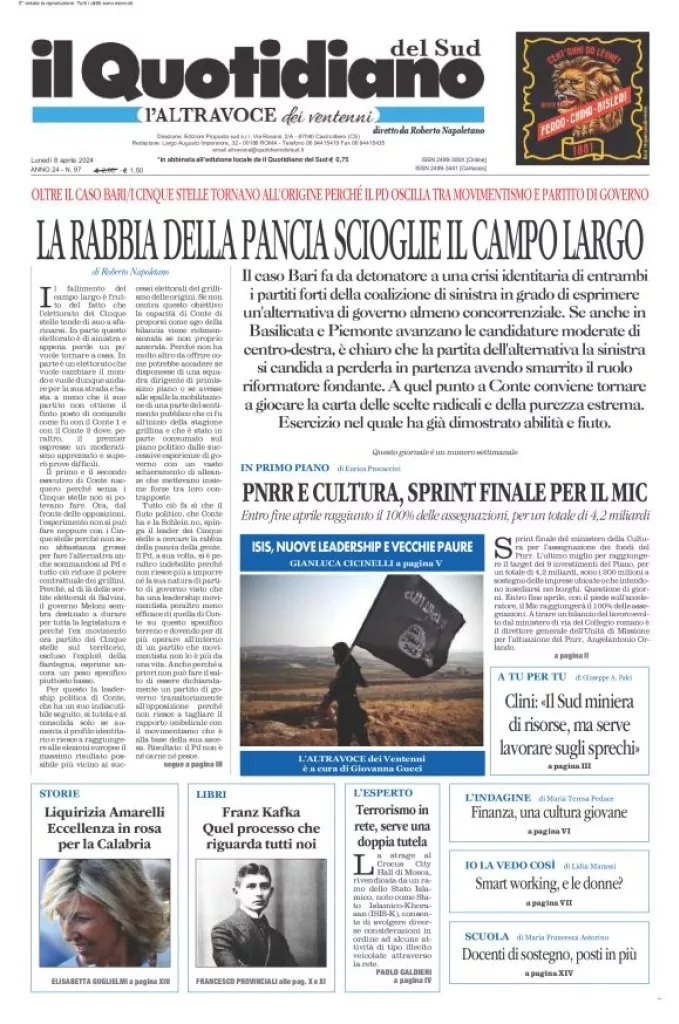 Prima-pagina-il-quotidiano-del-sud-edizione-di-oggi-08-04-2024