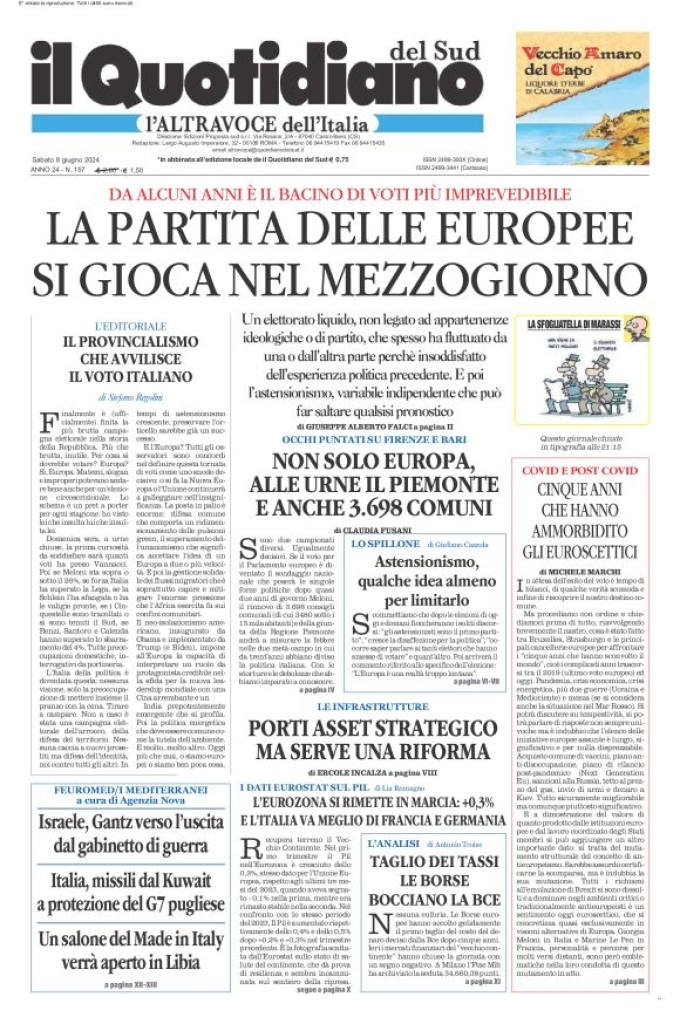 Prima-pagina-il-quotidiano-del-sud-edizione-di-oggi-08-06-2024