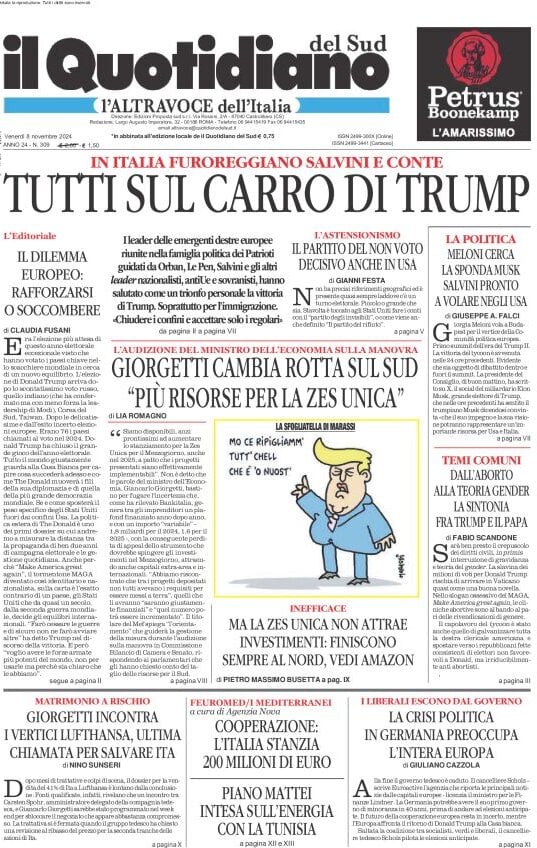 Prima-pagina-il-quotidiano-del-sud-edizione-di-oggi-08-11-2024