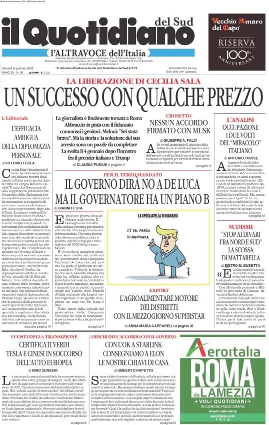 Prima-pagina-il-quotidiano-del-sud-edizione-di-oggi-09-01-2025