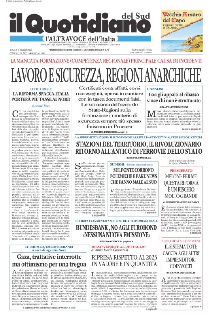 Prima-pagina-il-quotidiano-del-sud-edizione-di-oggi-09-05-2024