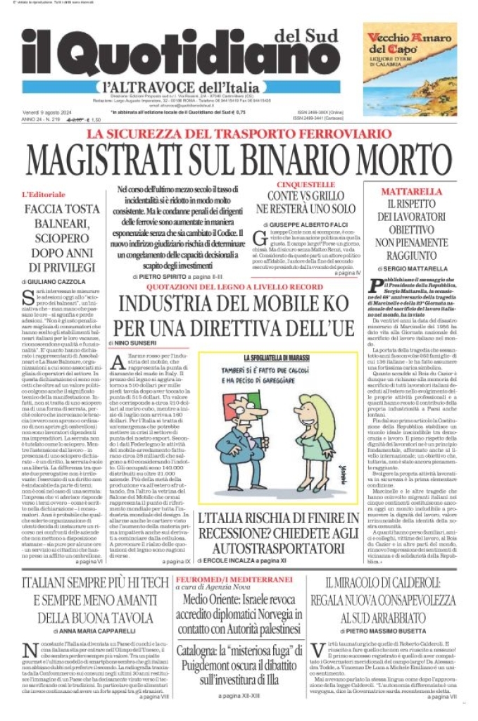 Prima-pagina-il-quotidiano-del-sud-edizione-di-oggi-09-08-2024