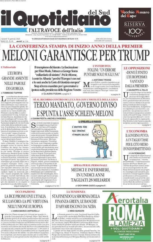 Prima-pagina-il-quotidiano-del-sud-edizione-di-oggi-10-01-2025