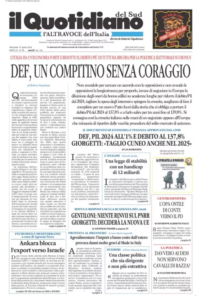 Prima-pagina-il-quotidiano-del-sud-edizione-di-oggi-10-04-2024