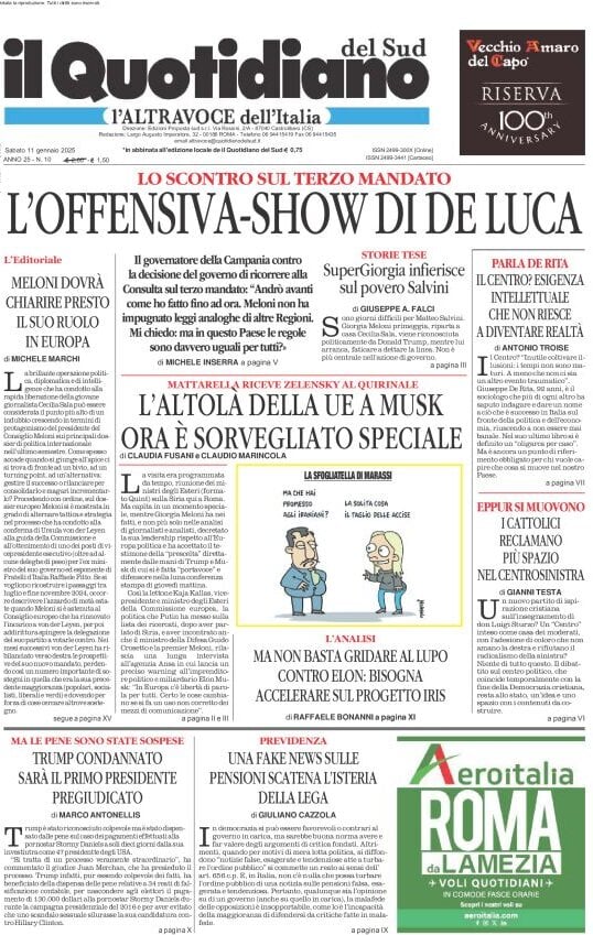 Prima-pagina-il-quotidiano-del-sud-edizione-di-oggi-11-01-2025