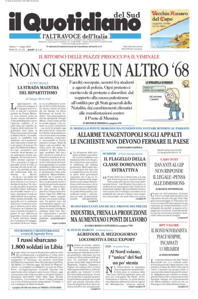 Prima-pagina-il-quotidiano-del-sud-edizione-di-oggi-11-05-2024