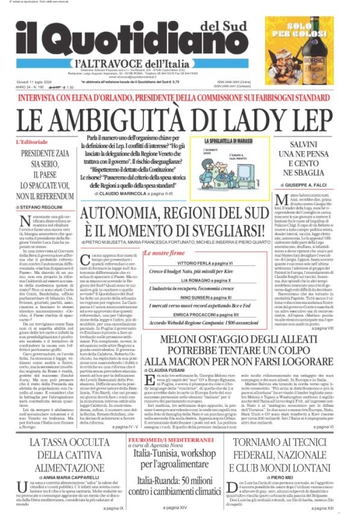 Prima-pagina-il-quotidiano-del-sud-edizione-di-oggi-11-07-2024