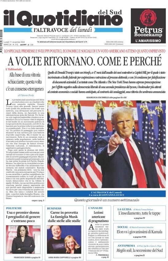 Prima-pagina-il-quotidiano-del-sud-edizione-di-oggi-11-11-2024