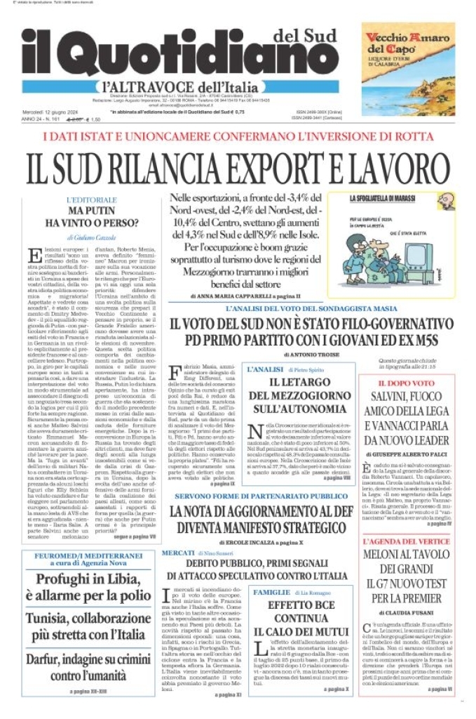 Prima-pagina-il-quotidiano-del-sud-edizione-di-oggi-12-06-2024