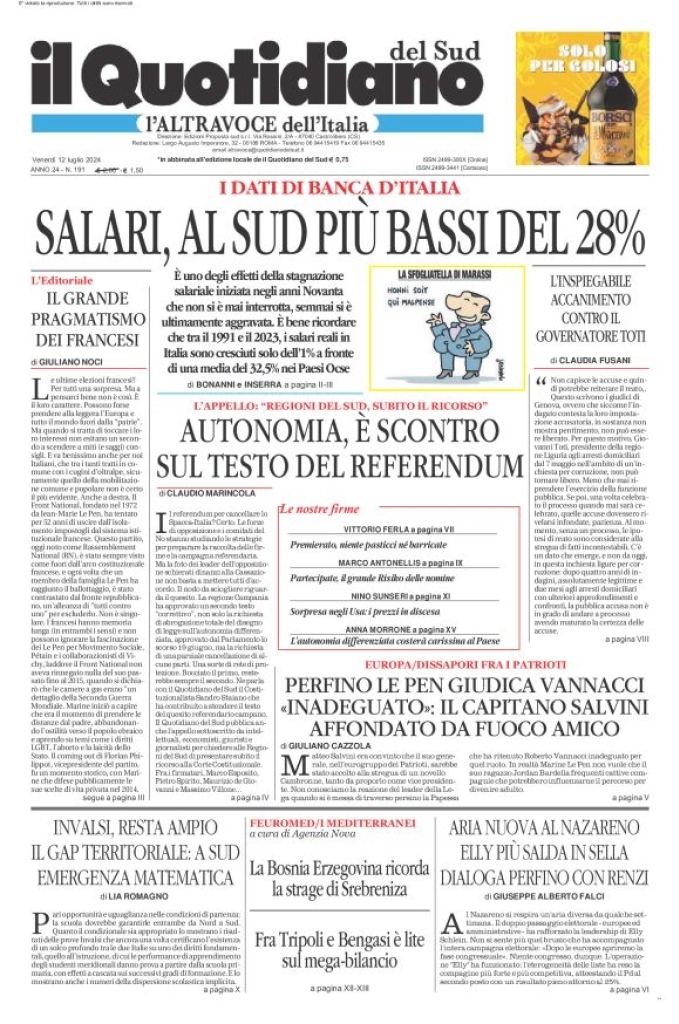 Prima-pagina-il-quotidiano-del-sud-edizione-di-oggi-12-07-2024