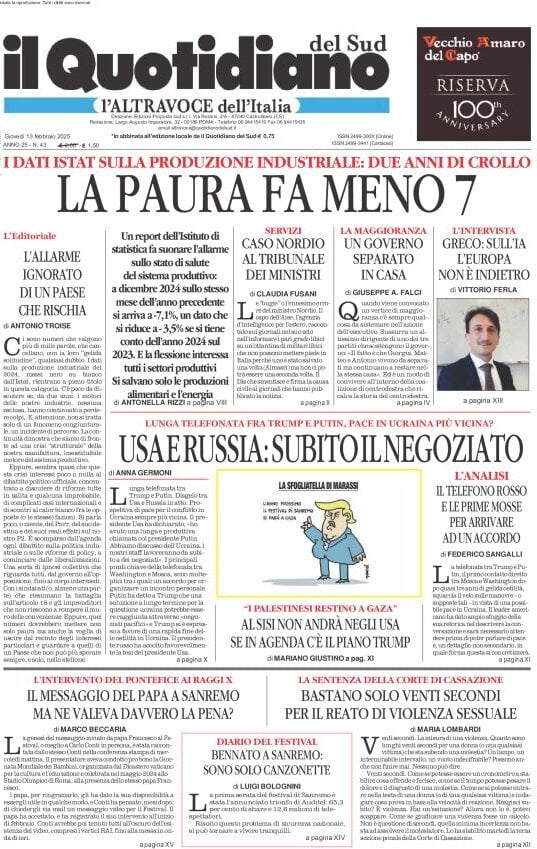 Prima-pagina-il-quotidiano-del-sud-edizione-di-oggi-13-02-2025