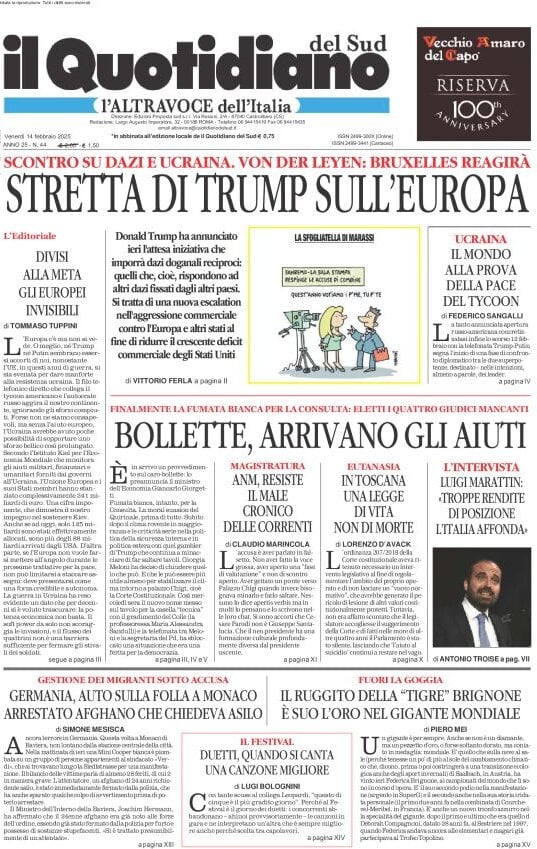 Prima-pagina-il-quotidiano-del-sud-edizione-di-oggi-14-02-2025