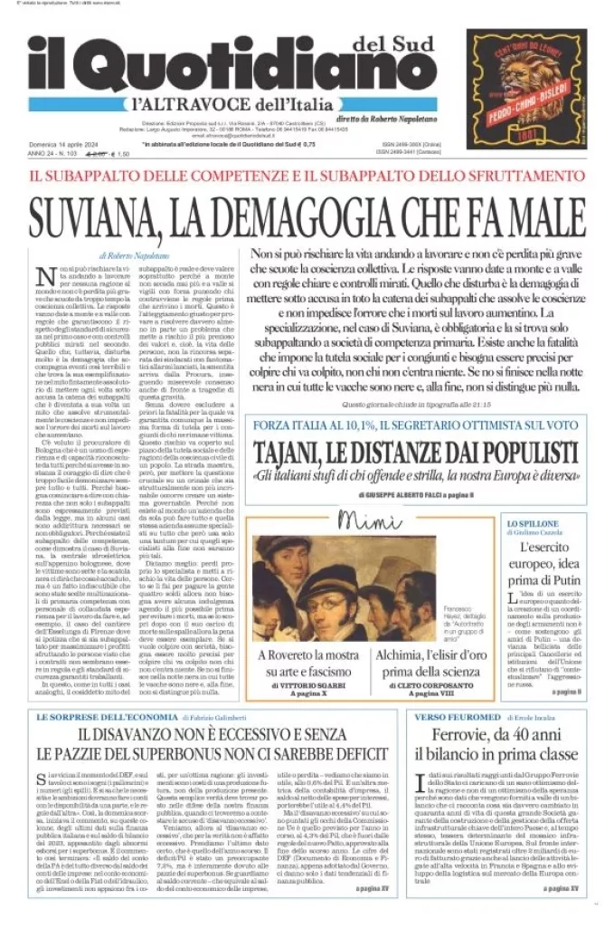 Prima-pagina-il-quotidiano-del-sud-edizione-di-oggi-14-04-2024