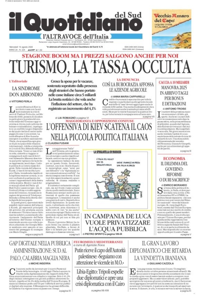 Prima-pagina-il-quotidiano-del-sud-edizione-di-oggi-14-08-2024