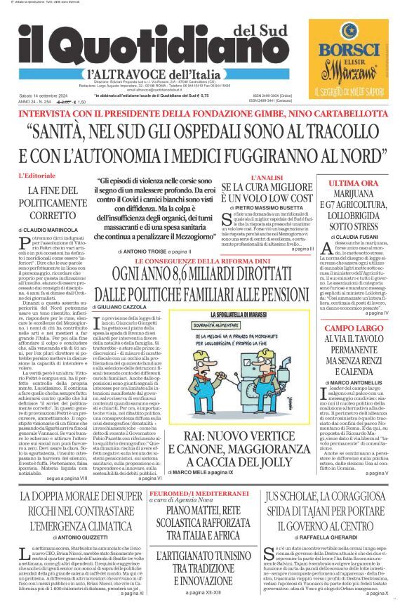 Prima-pagina-il-quotidiano-del-sud-edizione-di-oggi-14-09-2024