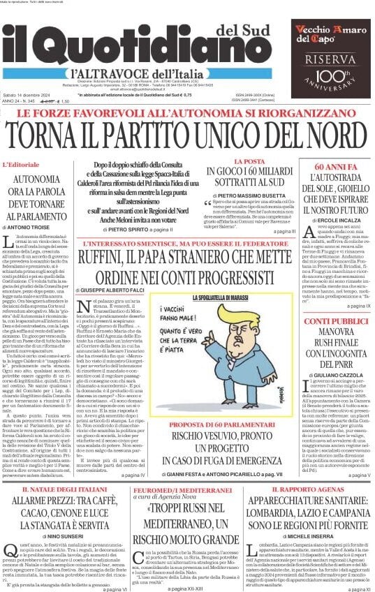 Prima-pagina-il-quotidiano-del-sud-edizione-di-oggi-14-12-2024