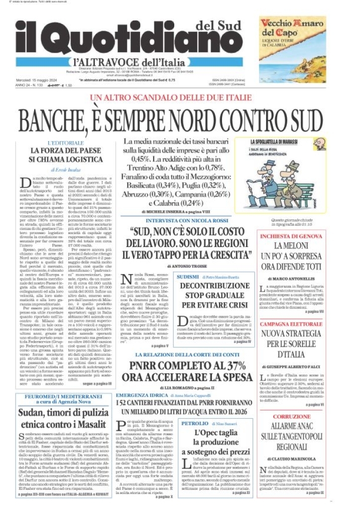 Prima-pagina-il-quotidiano-del-sud-edizione-di-oggi-15-05-2024