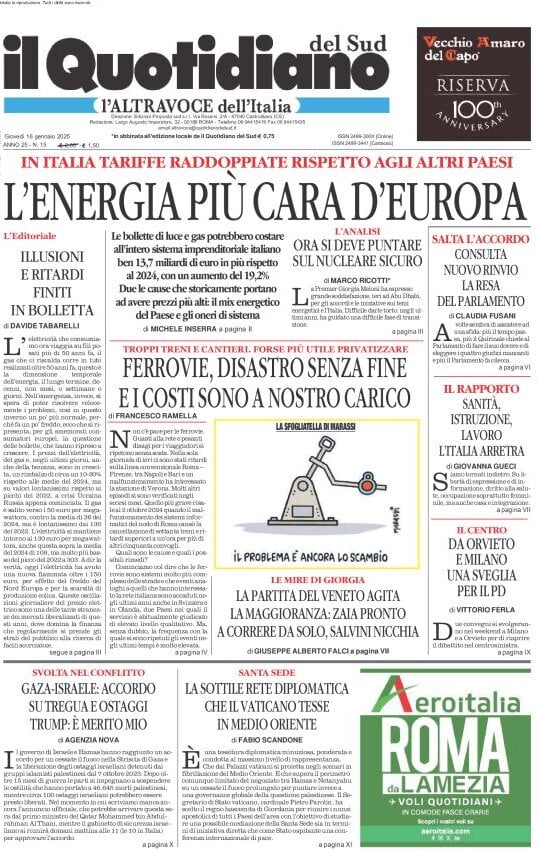 Prima-pagina-il-quotidiano-del-sud-edizione-di-oggi-16-01-2025