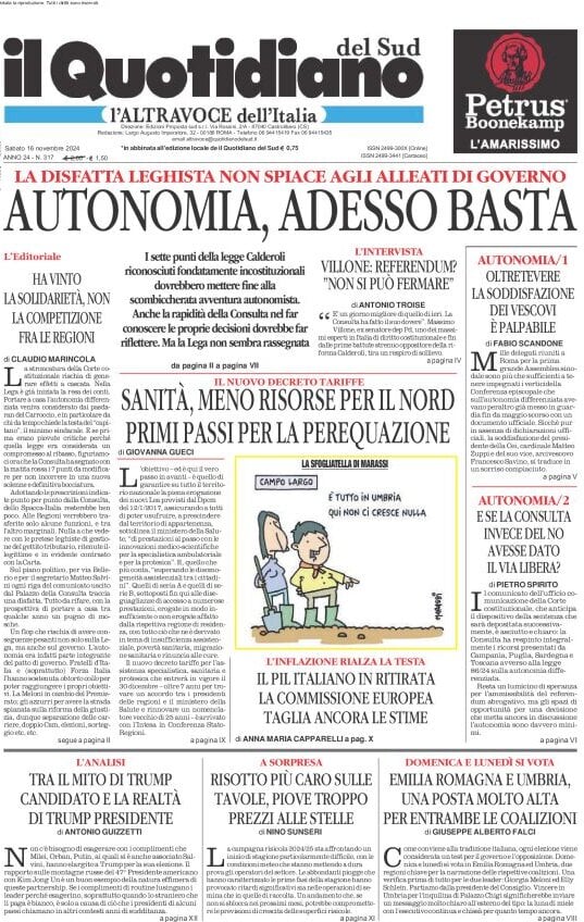 Prima-pagina-il-quotidiano-del-sud-edizione-di-oggi-16-11-2024