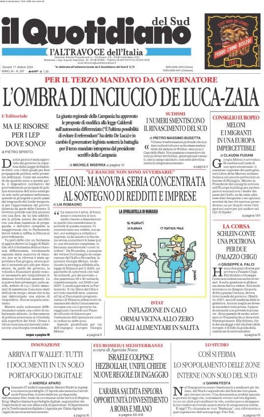 Prima-pagina-il-quotidiano-del-sud-edizione-di-oggi-17-10-2024