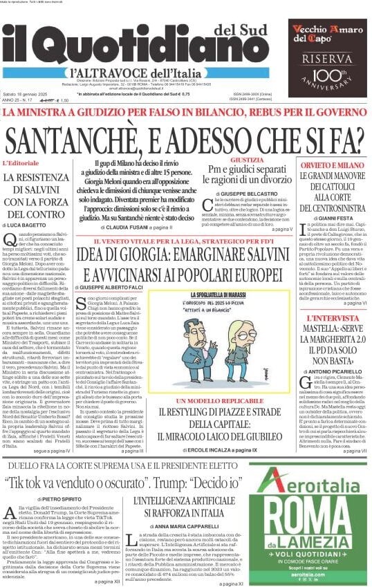 Prima-pagina-il-quotidiano-del-sud-edizione-di-oggi-18-01-2025