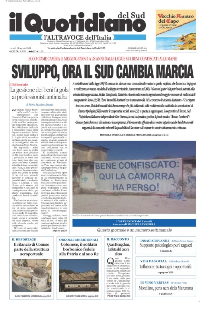 Prima-pagina-il-quotidiano-del-sud-edizione-di-oggi-19-08-2024