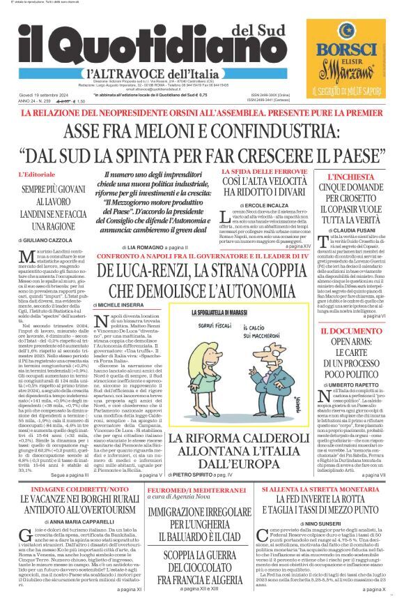 Prima-pagina-il-quotidiano-del-sud-edizione-di-oggi-19-09-2024