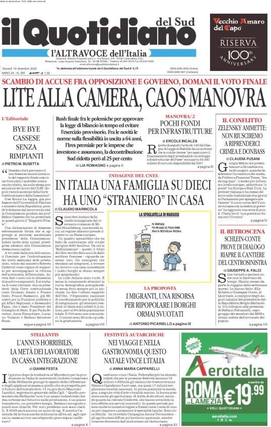 Prima-pagina-il-quotidiano-del-sud-edizione-di-oggi-19-12-2024