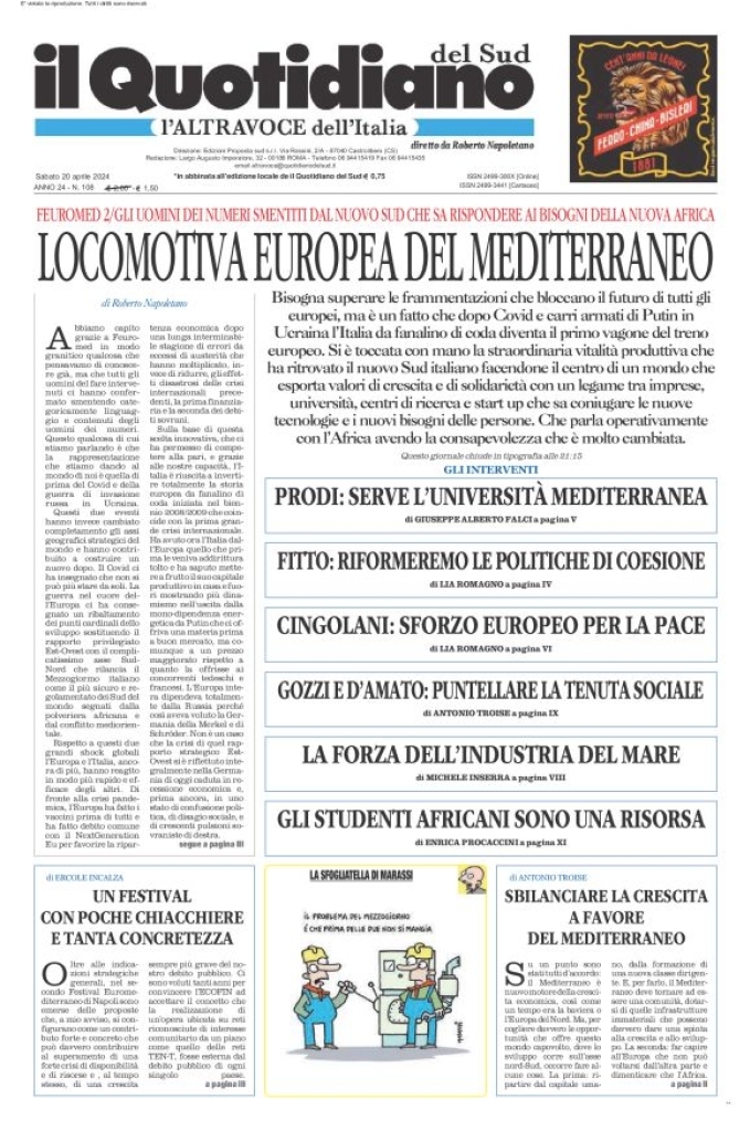 Prima-pagina-il-quotidiano-del-sud-edizione-di-oggi-20-04-2024