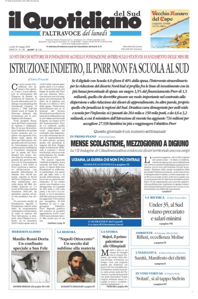 Prima-pagina-il-quotidiano-del-sud-edizione-di-oggi-20-05-2024