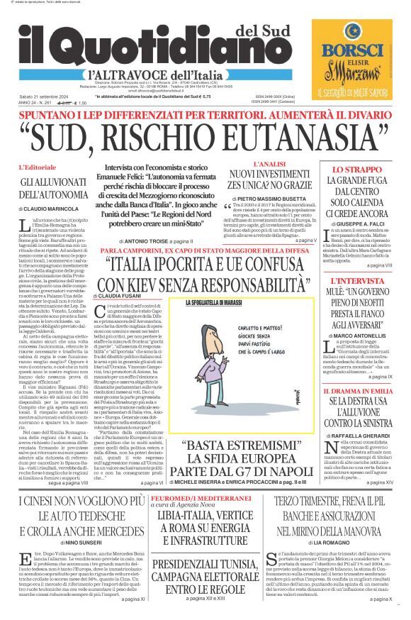 Prima-pagina-il-quotidiano-del-sud-edizione-di-oggi-21-09-2024