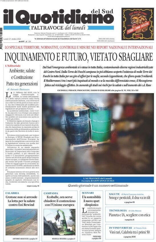 Prima-pagina-il-quotidiano-del-sud-edizione-di-oggi-21-10-2024