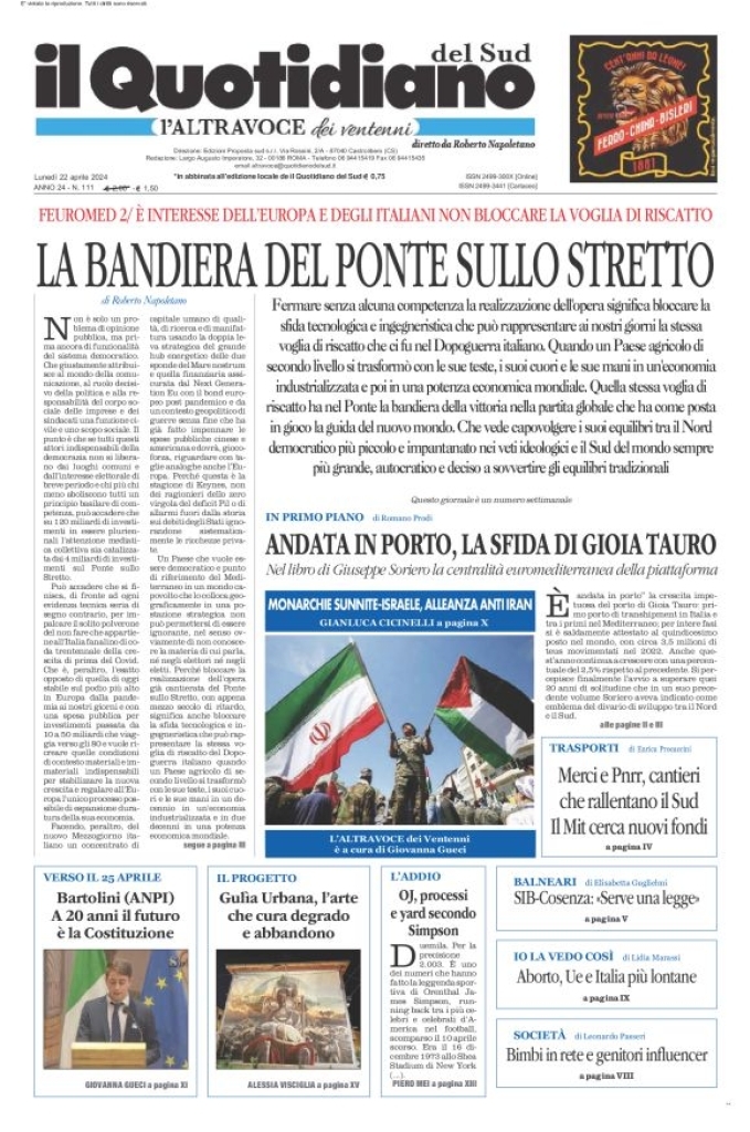 Prima-pagina-il-quotidiano-del-sud-edizione-di-oggi-22-04-2024