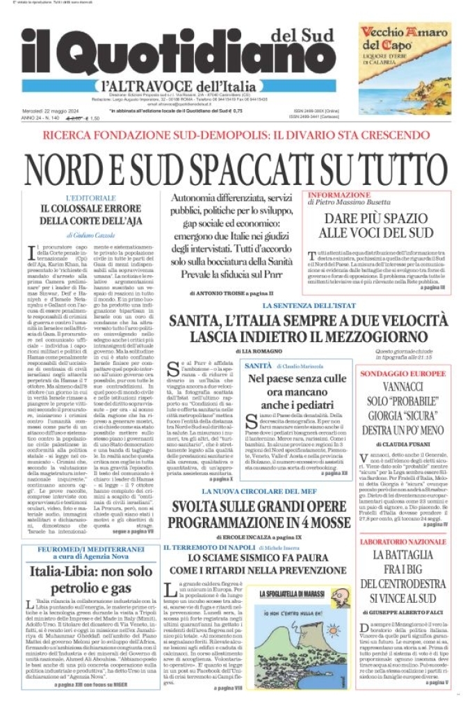 Prima-pagina-il-quotidiano-del-sud-edizione-di-oggi-22-05-2024