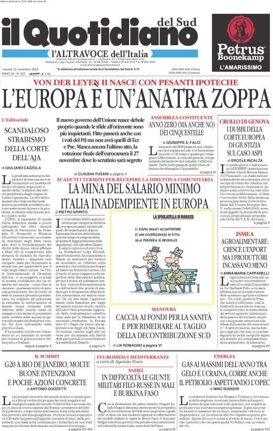 Prima-pagina-il-quotidiano-del-sud-edizione-di-oggi-22-11-2024